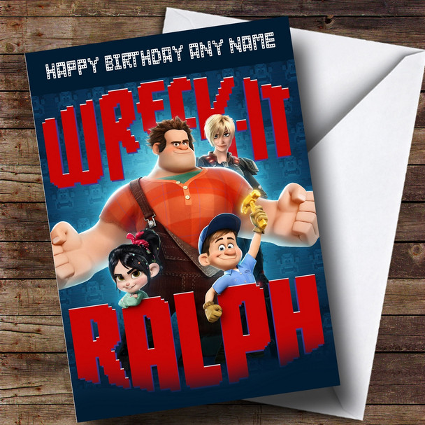 Customised Wreck-It Ralph Blue Children's Birthday Card