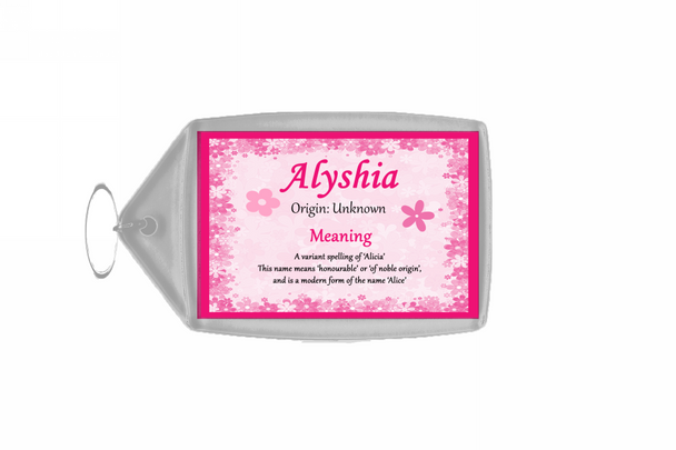 Alyshia Name Meaning Keyring Alyshia Name Meaning Keyring