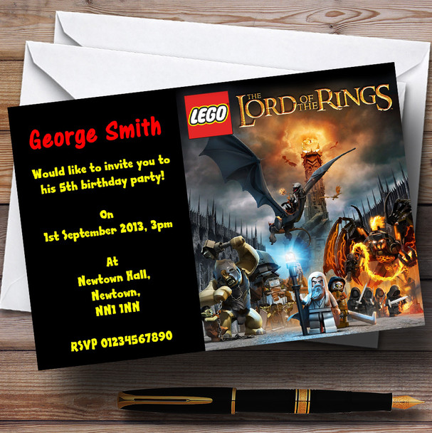 Lego Lord Of The Rings Customised Children's Party Invitations