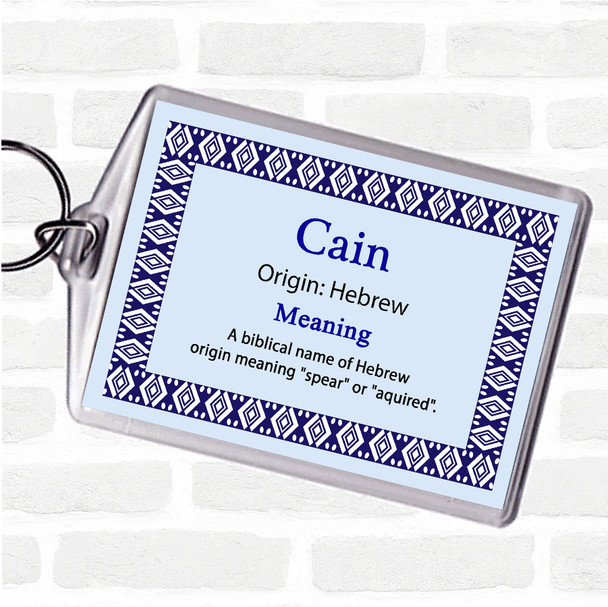 Cain Name Meaning Keyring Blue