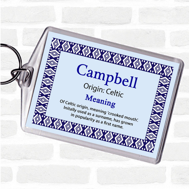 Campbell Name Meaning Keyring Blue