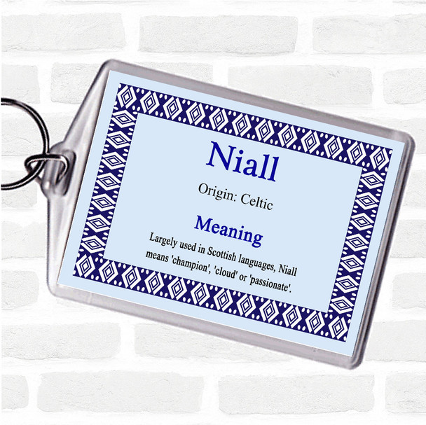 Niall Name Meaning Keyring Blue