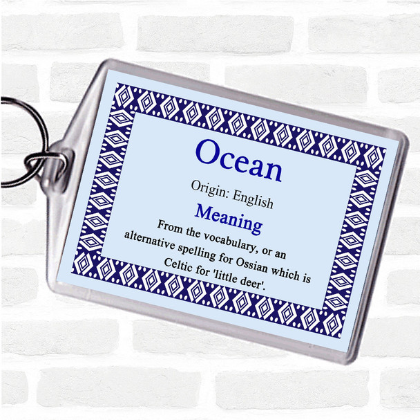 Ocean Name Meaning Keyring Blue