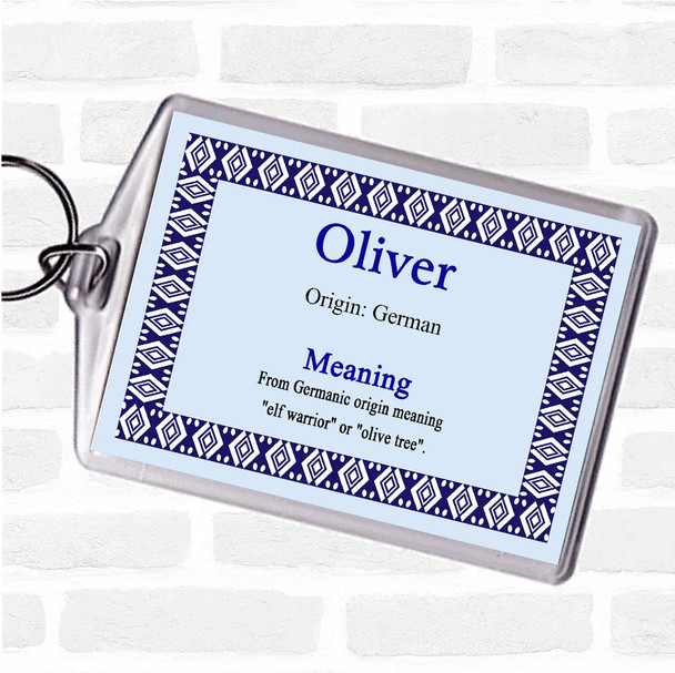 Oliver Name Meaning Keyring Blue