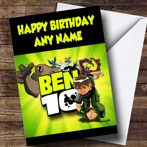 Customised Green Ben 10 Children's Birthday Card