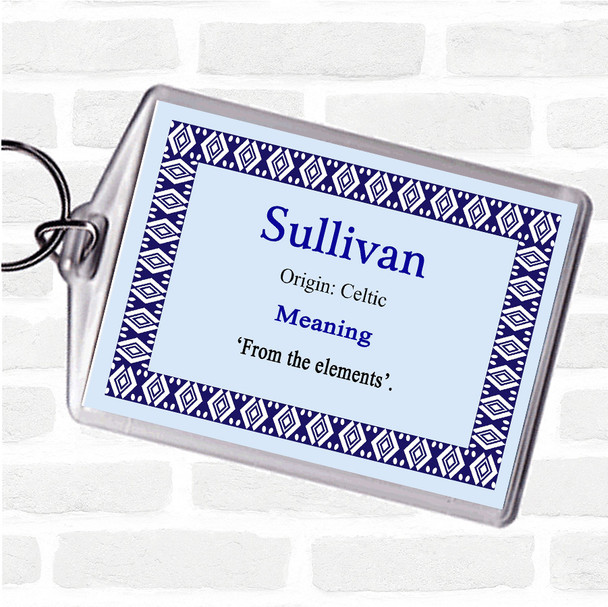 Sullivan Name Meaning Keyring Blue