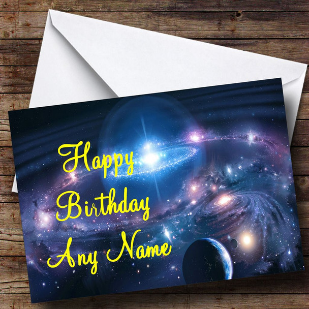 Planets & Stars Customised Birthday Card