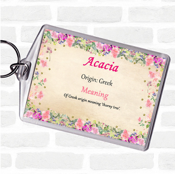 Acacia Name Meaning Keyring Floral