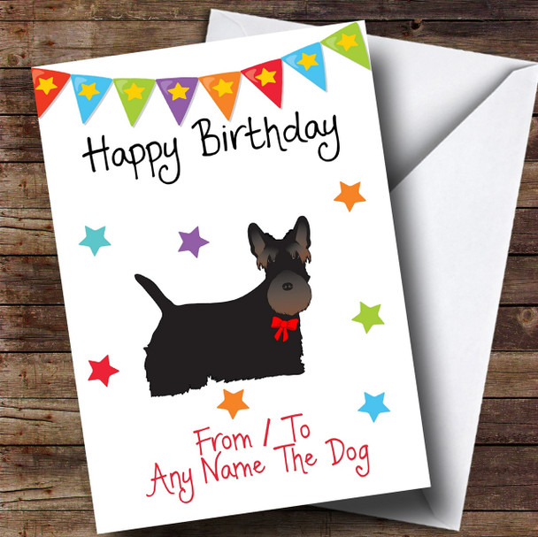 To From Pet Dog Scottie Scottish Terrier Customised Birthday Card