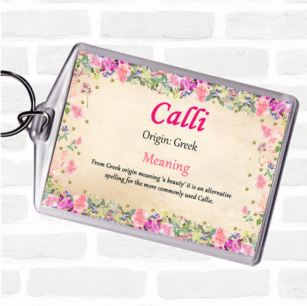 Calli Name Meaning Keyring Floral