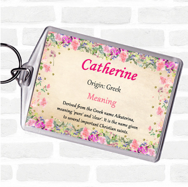 Catherine Name Meaning Keyring Floral