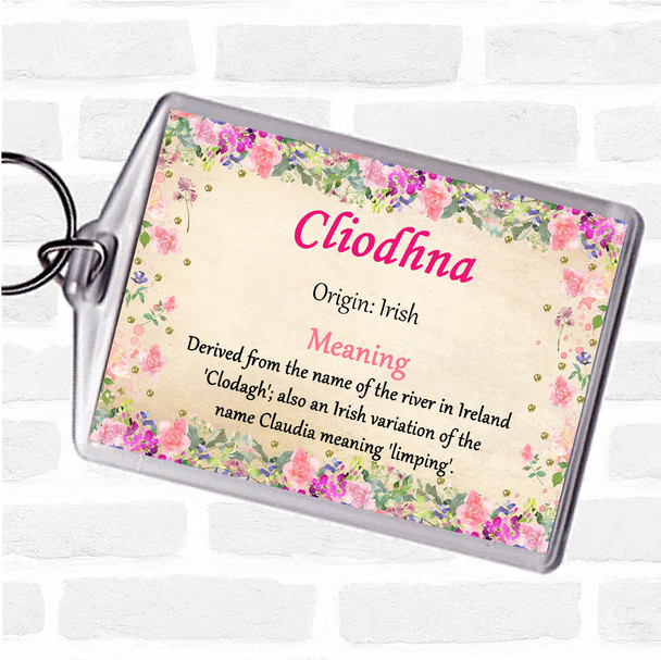 Cliodhna Name Meaning Keyring Floral
