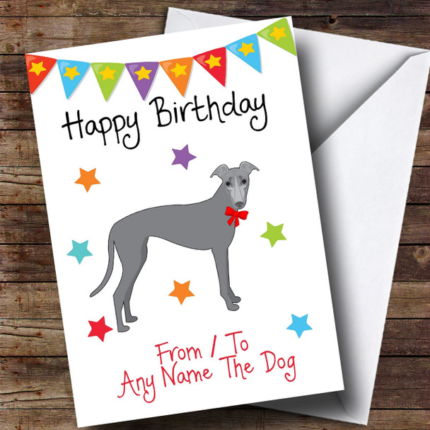 To From Pet Dog Greyhound Customised Birthday Card