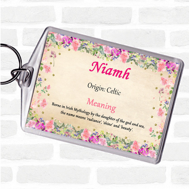 niamh Name Meaning Keyring Floral