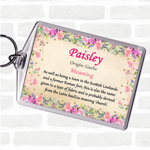Paisley Name Meaning Keyring Floral