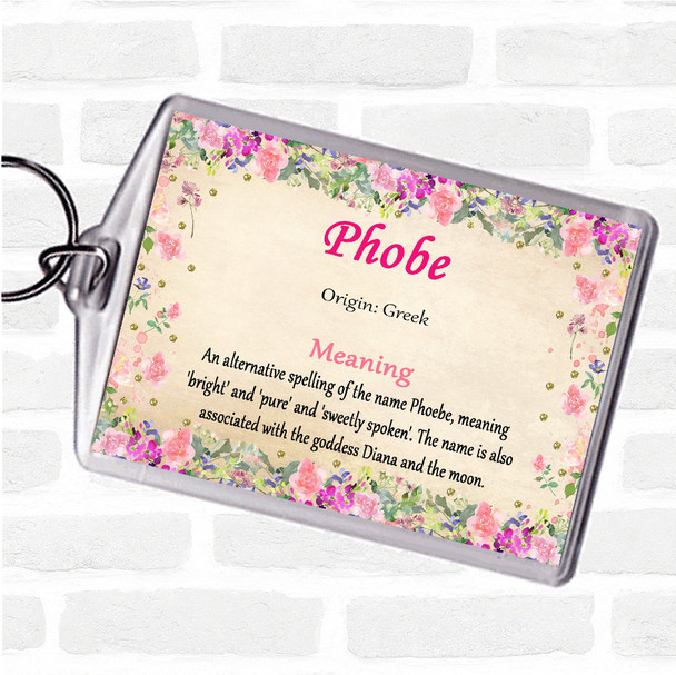 Phobe Name Meaning Keyring Floral