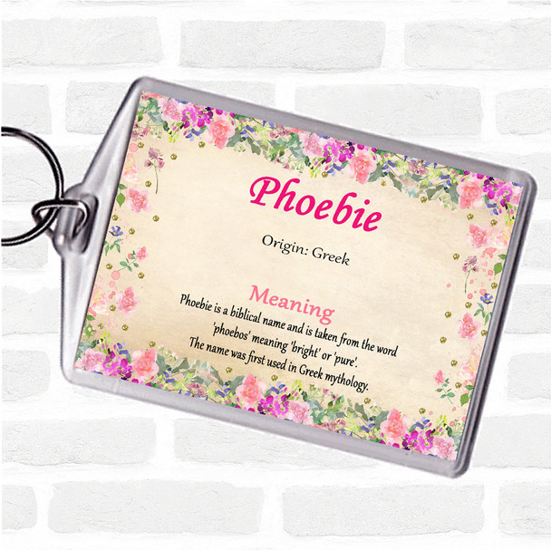 Phoebie Name Meaning Keyring Floral