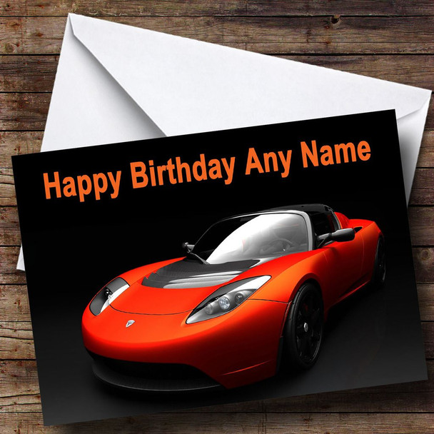 Teslar Roadster Customised Birthday Card