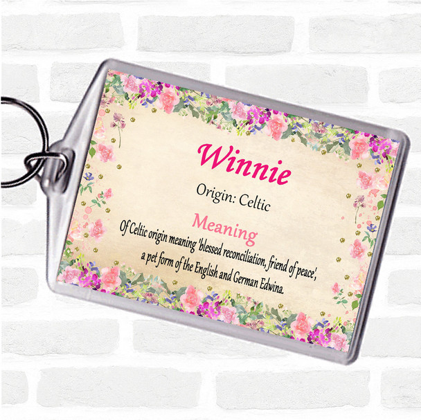 Winnie Name Meaning Keyring Floral