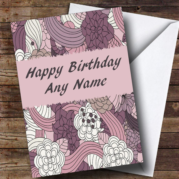 Purple & Pink Vintage Romantic Customised Birthday Card