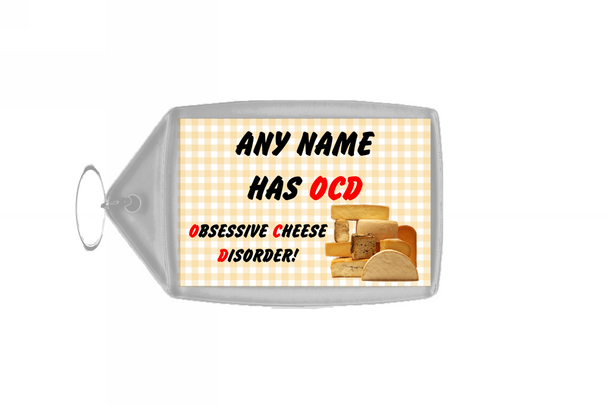 Funny Obsessive Disorder Cheese Yellow Large Keyring