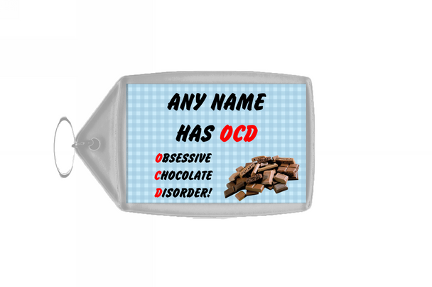 Funny Obsessive Disorder Chocolate Blue Large Keyring