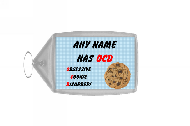 Funny Obsessive Disorder Cookie Blue Large Keyring