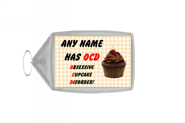Funny Obsessive Disorder Cupcake Yellow Large Keyring
