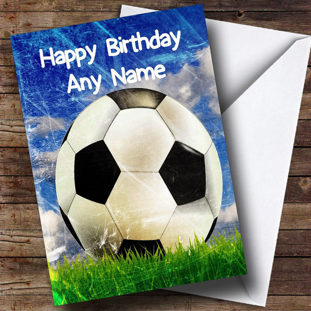 Football On The Grass Customised Birthday Card