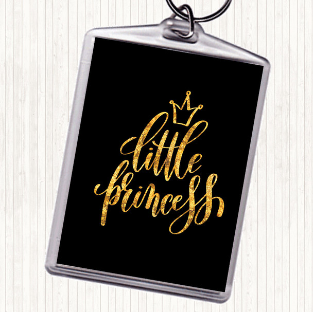 Black Gold Little Princess Quote Keyring