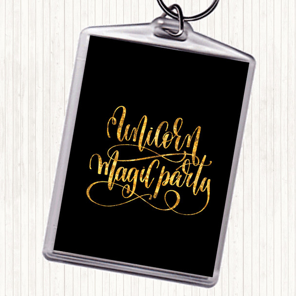 Black Gold Unicorn Party Quote Keyring