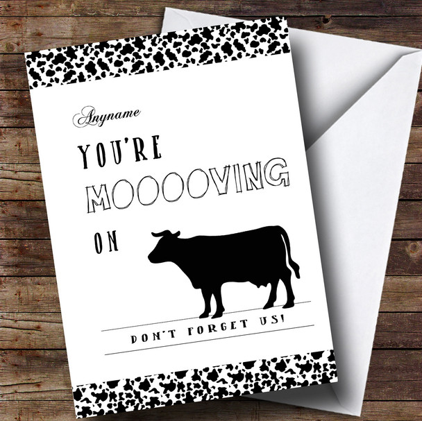 Customised Silly Funny Moving On Cow Bon Voyage Travel Card