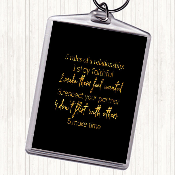 Black Gold 5 Rules Quote Keyring