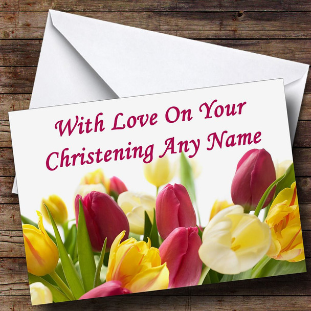Tulips Customised Christening Card