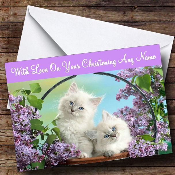 White Kittens Customised Christening Card