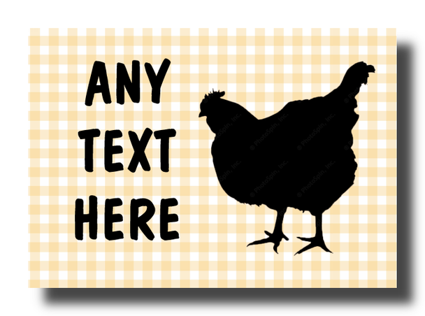 Chequered Chicken Hen Cream Magnet