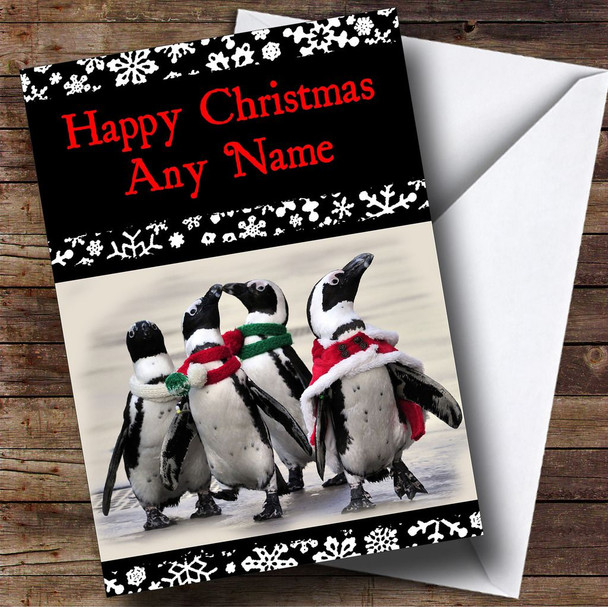Cute Funny Penguins Christmas Card Customised