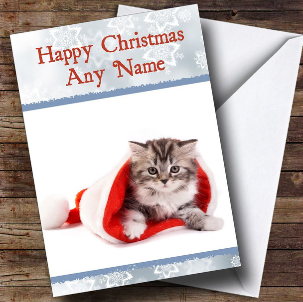 Cute Fluffy Cat Christmas Card Customised