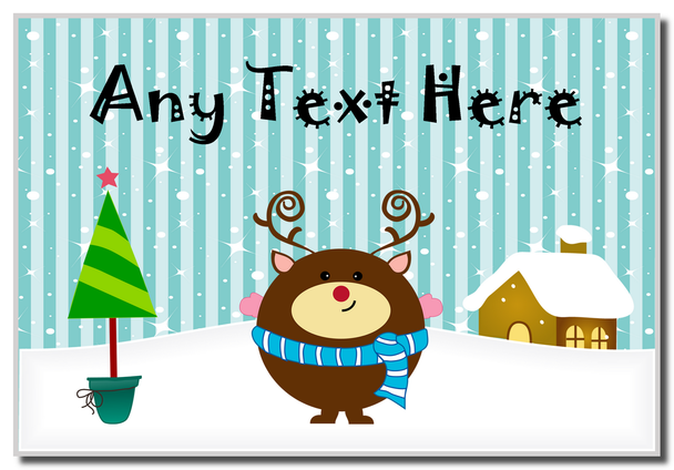 Reindeer Winter Scene Christmas Magnet
