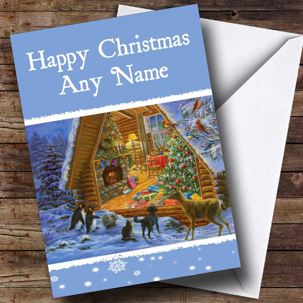 Animals Peeking Christmas Card Customised