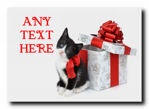 Black And White Cute Kitten Christmas Jumbo Magnet