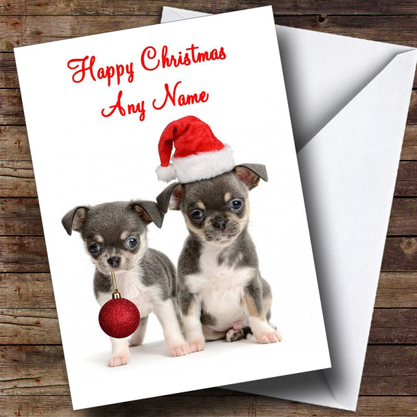 Two Adorable Puppies Christmas Card Customised