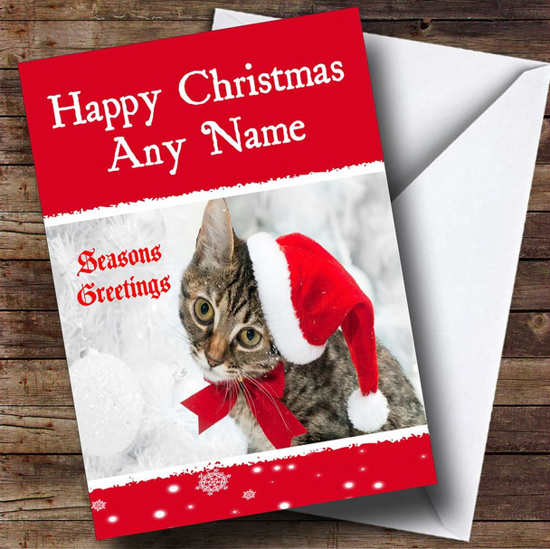 Tabby Cat Christmas Card Customised