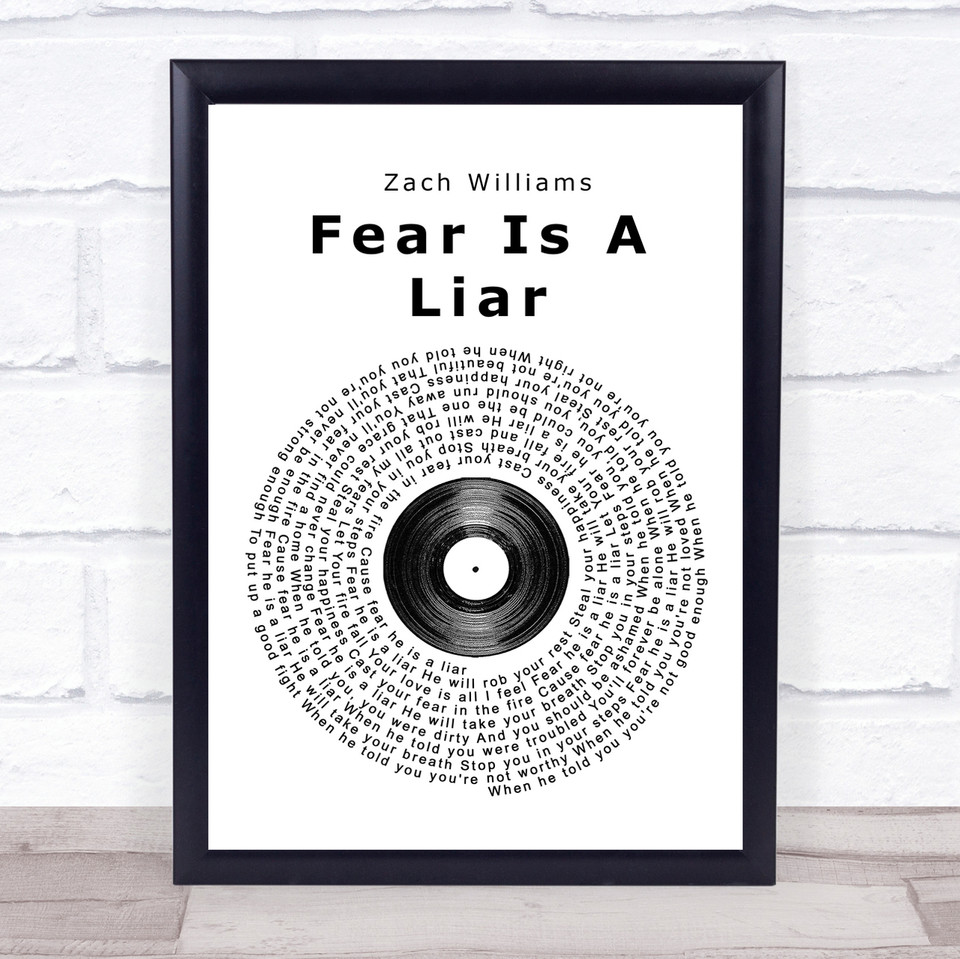 Zach Williams Fear Is A Liar Vinyl Record Song Lyric Quote Print - Party Animal Print