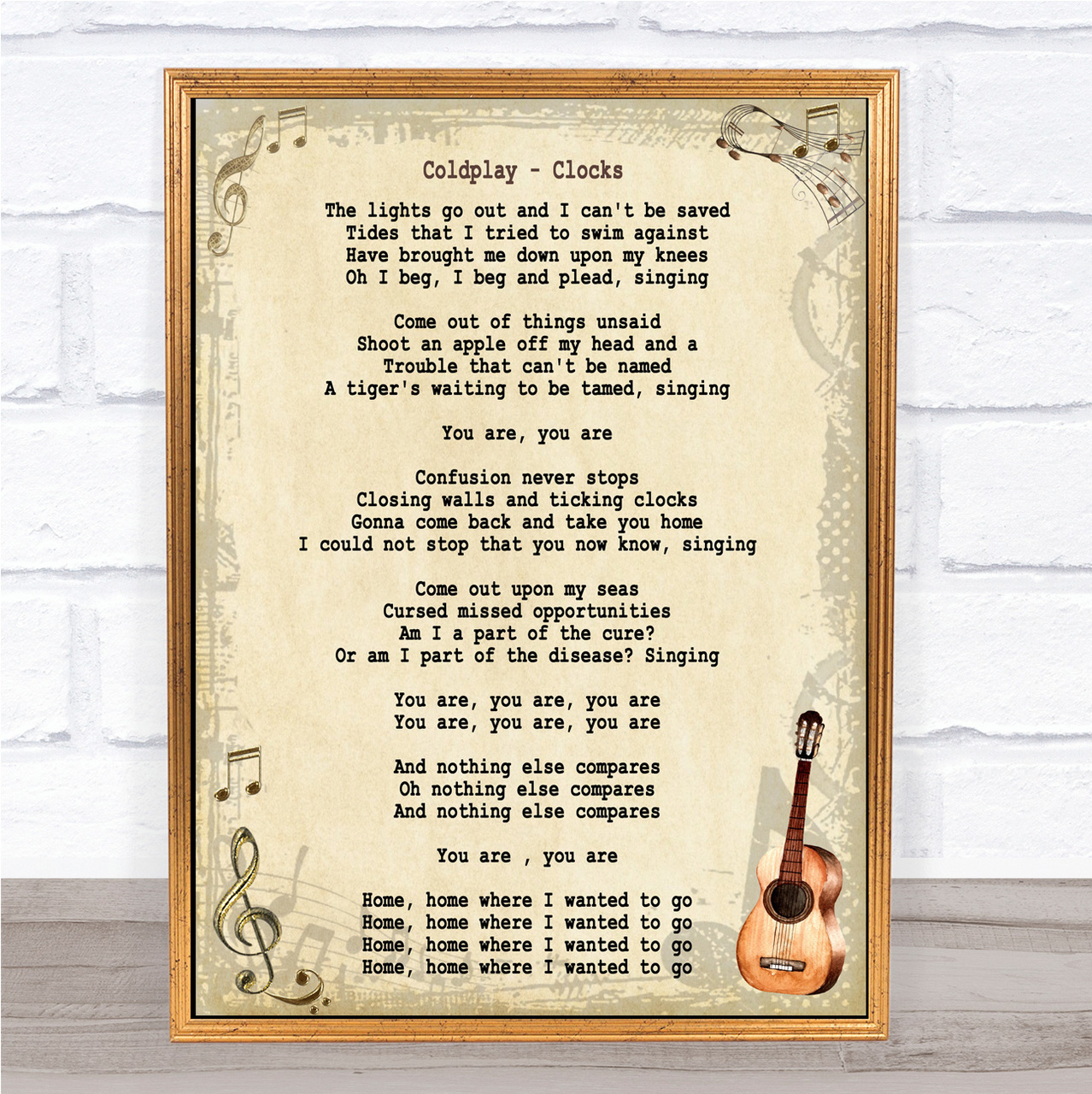 Coldplay Clocks Song Lyric Vintage Quote Print Party Animal Print