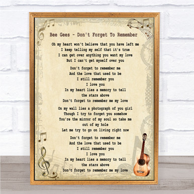 Bee Gees Don't Forget To Remember Song Lyric Quote Print Party
