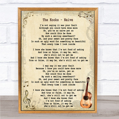 The Kooks Naive Song Lyric Vintage Quote Print Party Animal Print party animal print