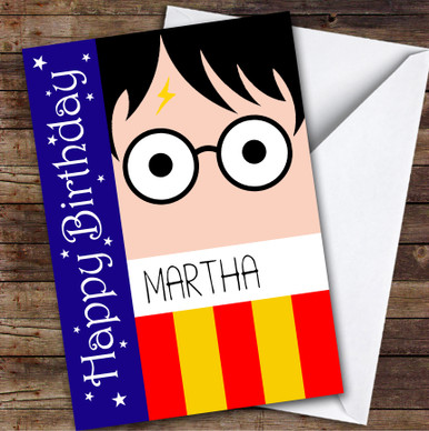 Harry Potter Cartoon Happy Kids Personalised Children's Birthday Card ...