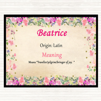 Beatrice Name Meaning Placemat Floral Party Animal Print