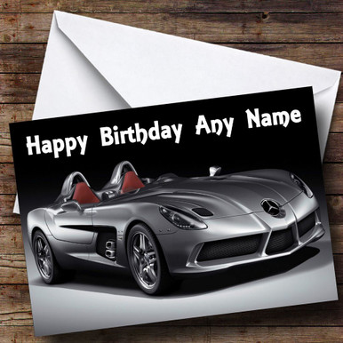 Personalised Any Text//Occasion//Text Inside Green Mercedes Car Greeting Card